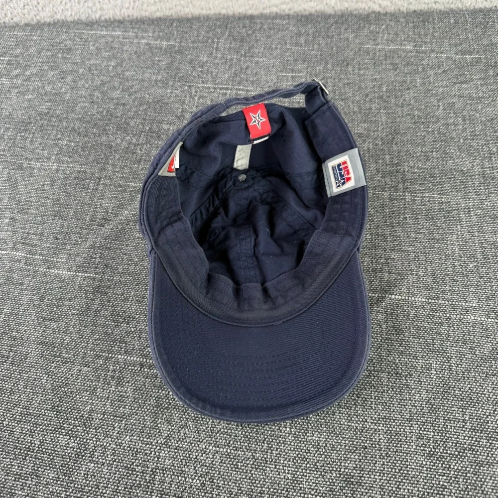 Vintage Nike Team USA Basketball Hat Cap Navy Blue Cotton One Size Strapback 90s